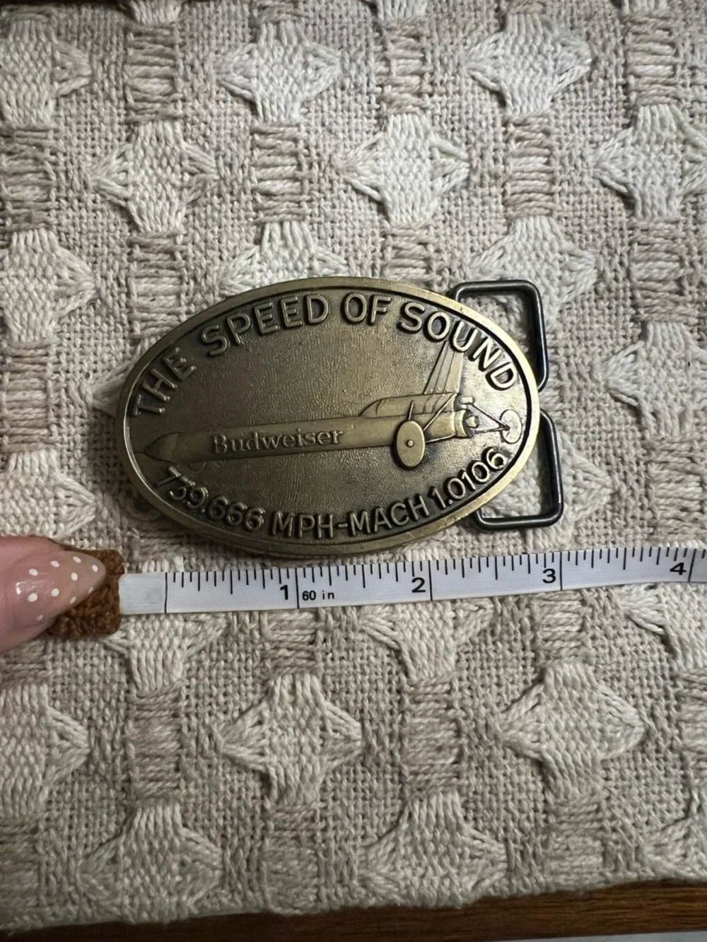 BUDWEISER Vintage 1979‎ Speed of Sound Race Car Record Setting Brass Belt Buckle